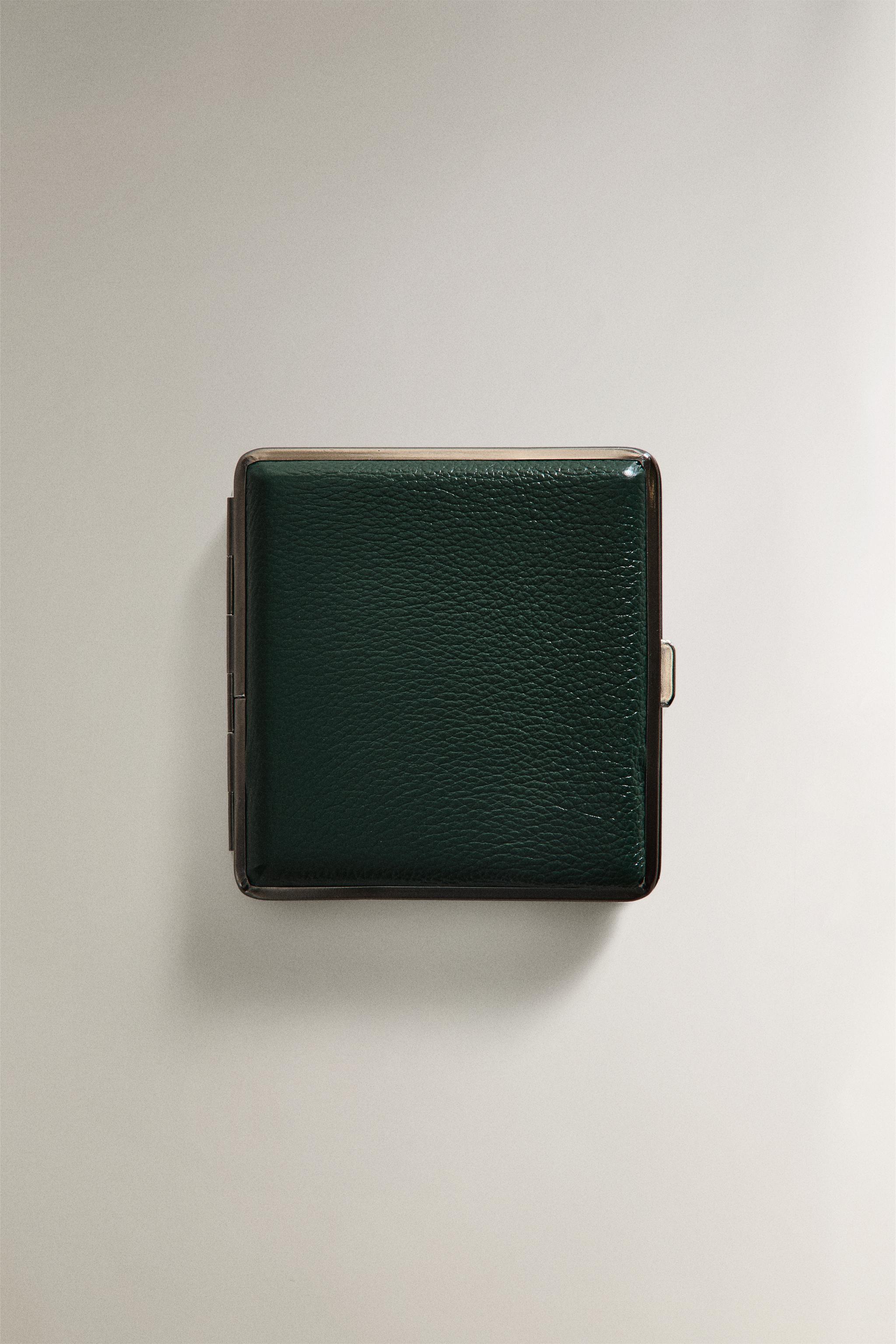 GREEN LEATHER CIGARETTE CASE